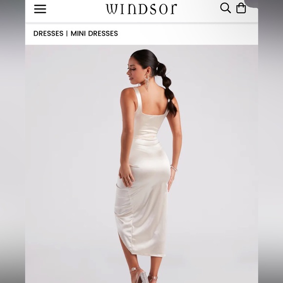 Ivory Satin Midi Dress 🤍 - Picture 2 of 7